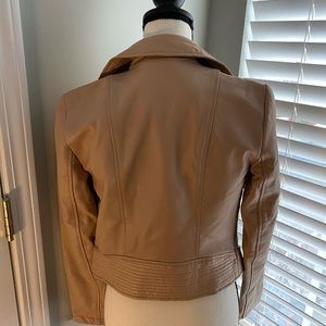 Blush faux leather motorcycle jacket